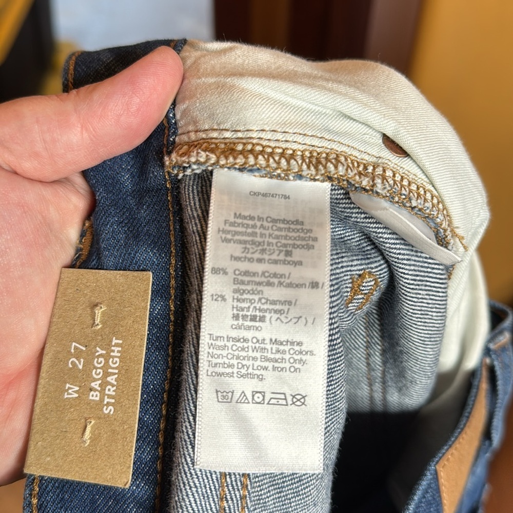 NWT Madewell Baggy Straight Jeans in Dark Worn Indigo Wash Size 27 - Picture 13 of 15